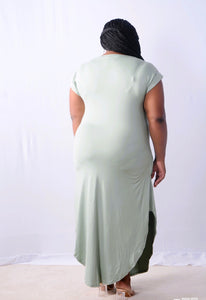 Understanding Plus Size Cap Sleeve V Neck Maxi Dress