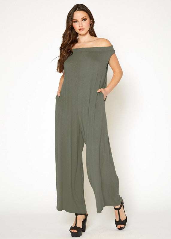 Sweet Lady Off Shoulder Wide Leg Jumpsuit