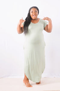 Understanding Plus Size Cap Sleeve V Neck Maxi Dress