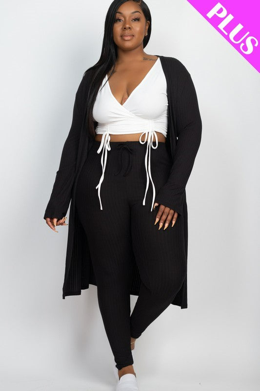 Just Kickin' It Ribbed Long Cardigan & Leggings Set 2 PC