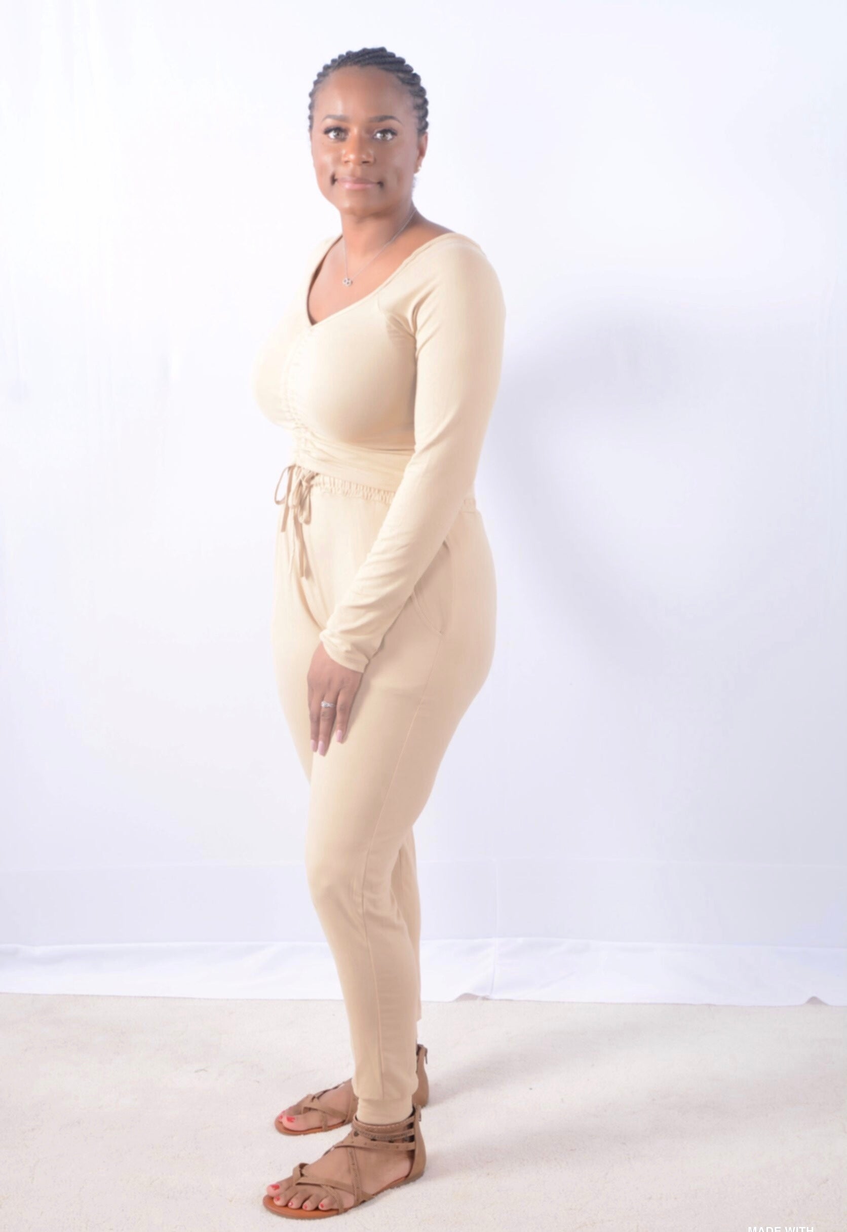 Feels Good Ruched Crop Top and Pants Set