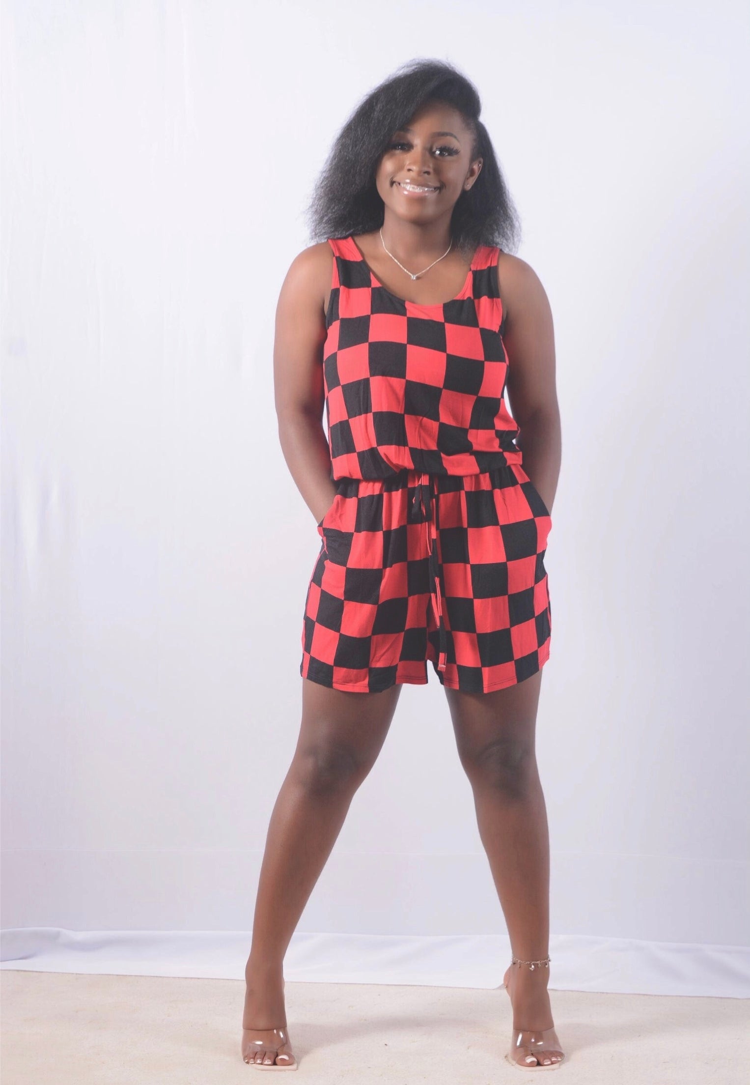 The Twist Checkered Romper